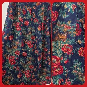 Koret vintage 24W Navy Floral Cottagecore Prairie Skirt Full Midi Length roses